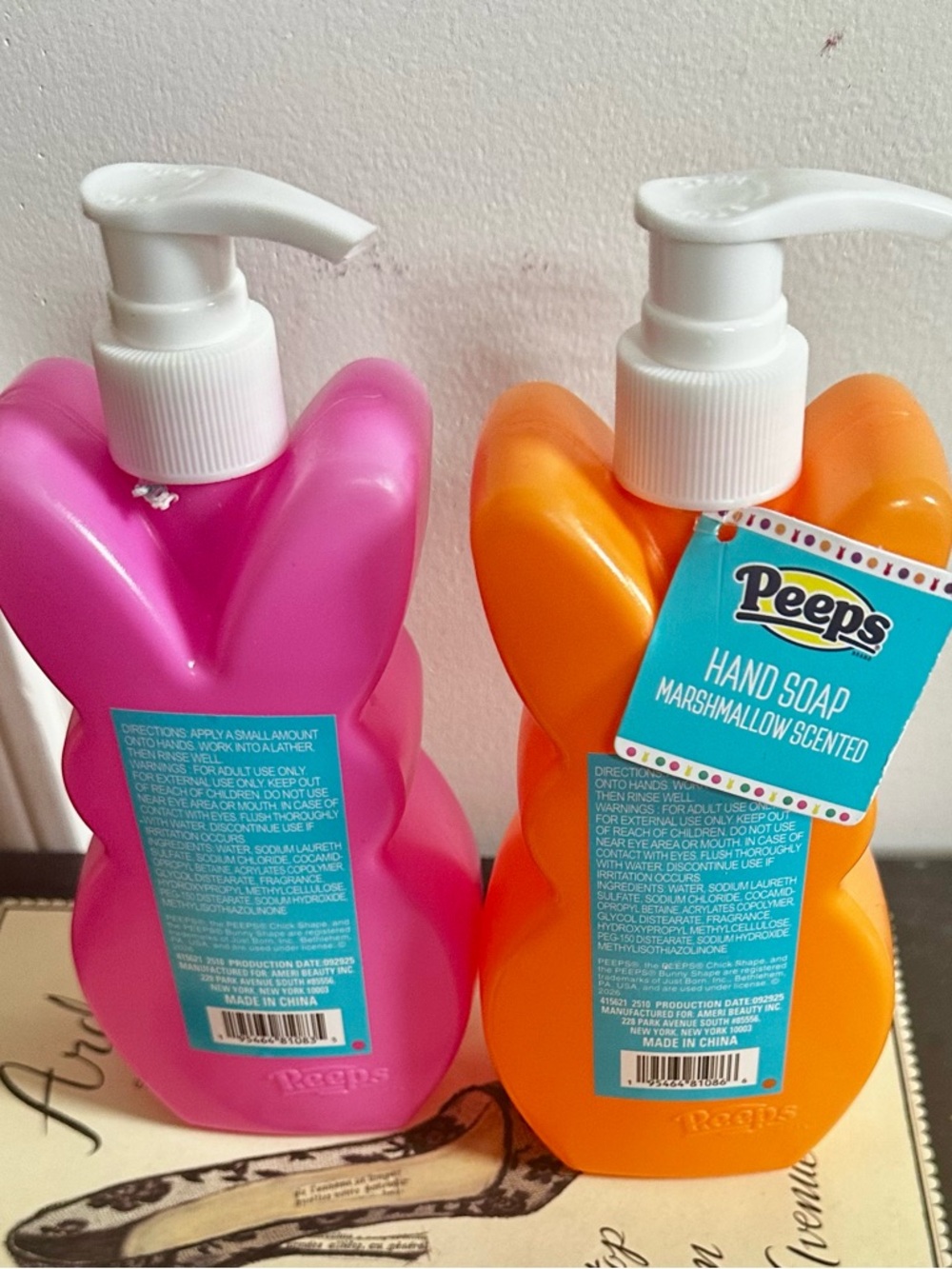Peeps Marshmallow Scented Hand Soap - Pink & Orange Bunny Bottles - Picture 2 of 2